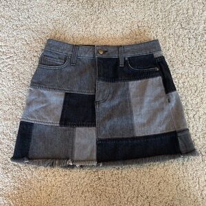 ALICE + OLIVIA  Patchwork Denim Skirt - Black and Gray Sz 26 Small